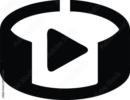 360 degree play button pictogram icon