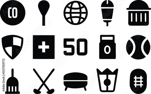 High quality flat design icon set featuring team sports graphics for websites and applications
