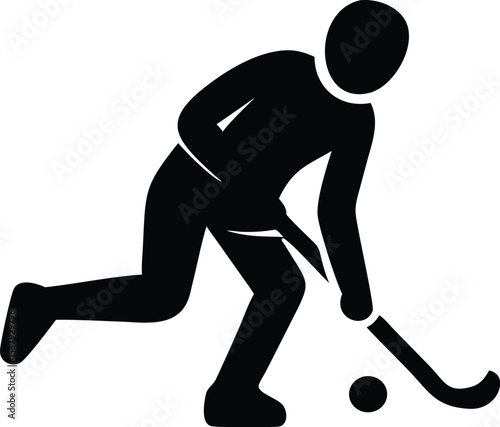 Field Hockey Player Silhouette Vector Illustration - Sports Icon Design
