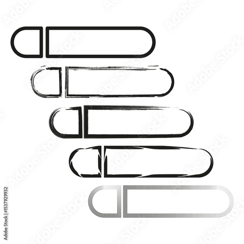 Capsule shape icon. Rounded bar figure. Abstract geometry form. Vector black outline.
