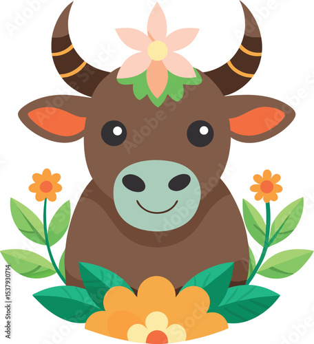 cow with flower