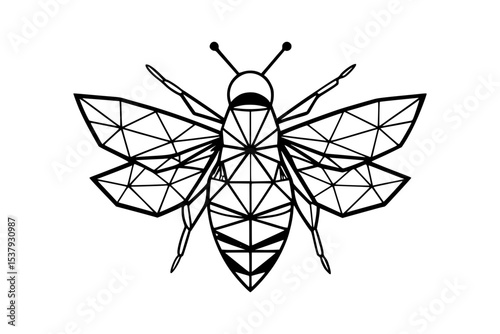 Geometric bee low poly insect vector illustration