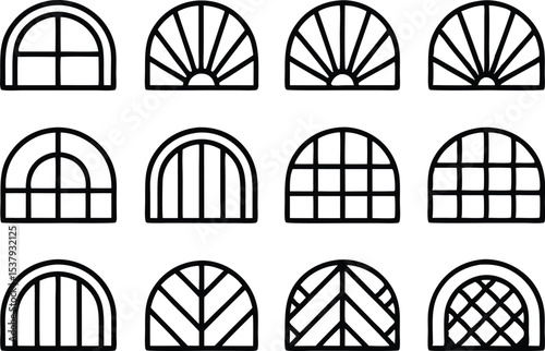 Outline trellis design icons a single icon set for architectural gardening or home decor projects