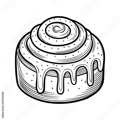 Vintage cinnamon roll vector illustration