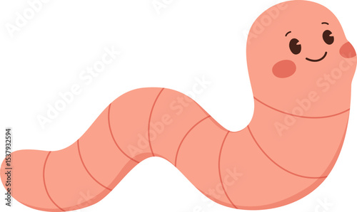 Cute Cartoon Worm Illustration

