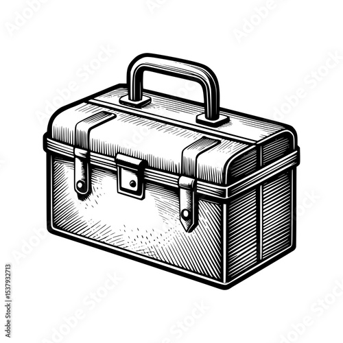 Vintage toolbox vector illustration engraving style