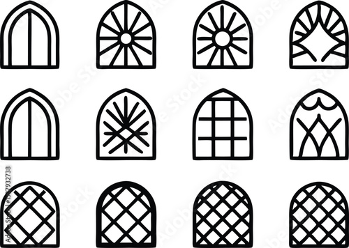 Outline icon set featuring a trellis design a single high quality graphic for digital and print projects