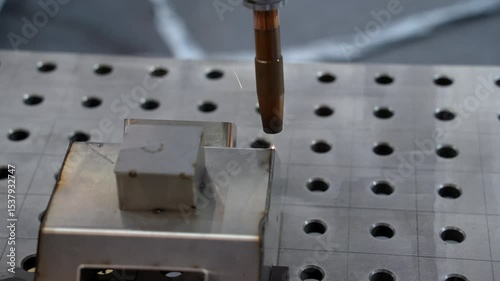 CNC automatic arm robot with seam tracking laser system for automated robotic welding in industry factory
