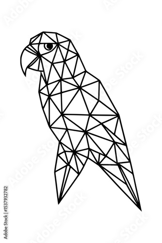 Geometric parrot low poly bird vector illustration