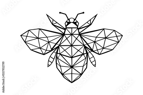Geometric bee low poly insect vector illustration