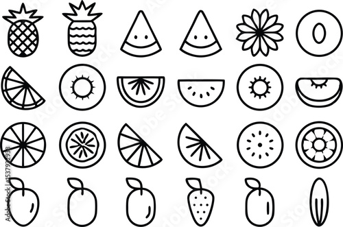Tropical garnish flat icon set a single high quality design featuring vibrant fruit and leaf icons for culinary use