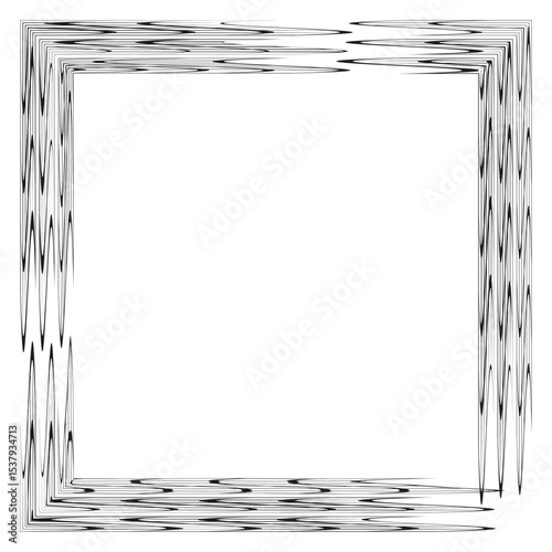 Border frame vector. Square linear shape. Black corner pattern. Abstract outline design.