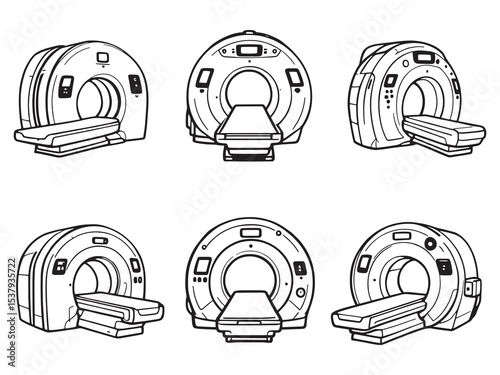 mri machine line art illustration