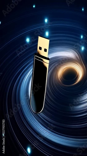 Abstract USB Drive in Cosmic Swirl with Space Elements and Colors