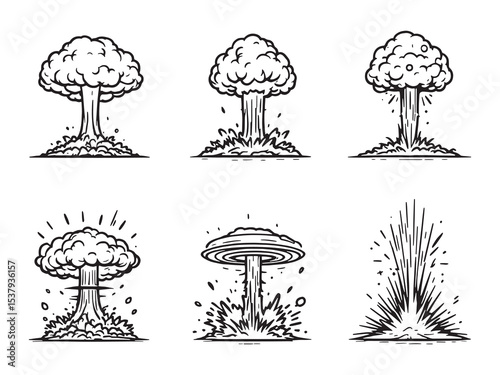nuclear explosion line art design