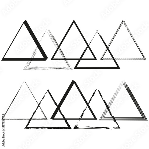 Triangle lined icon. Transparent shape figure. Geometric stack form. Vector abstract outline.