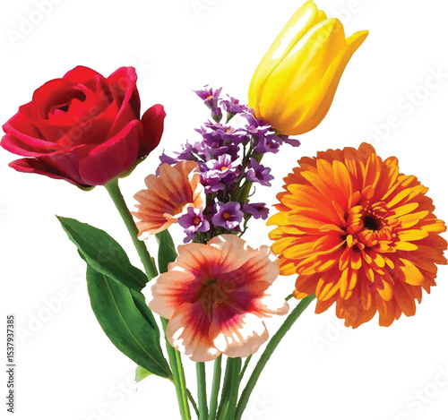 bouquet of colorful tulips