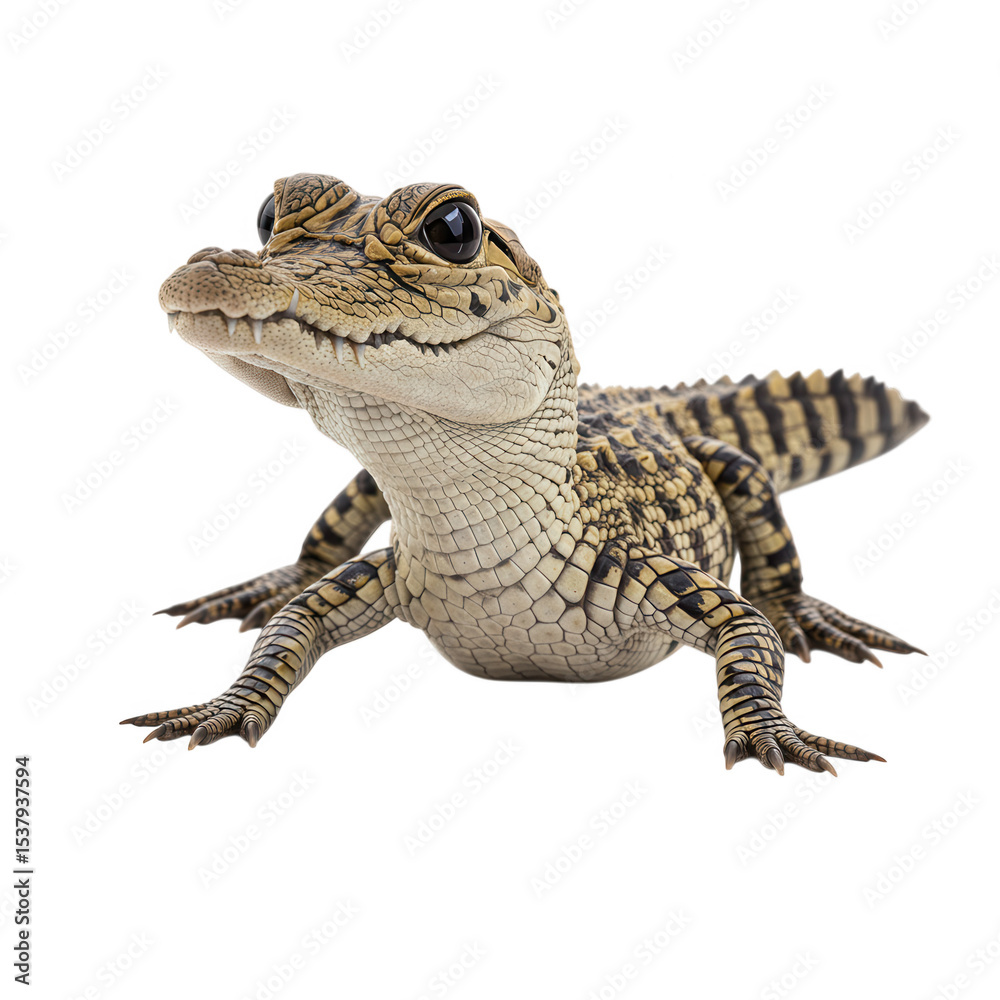 Obraz premium Adorable baby crocodile isolated on transparent background
