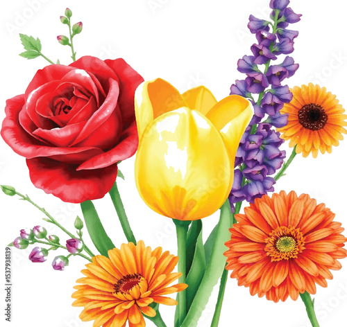 bouquet of colorful tulips