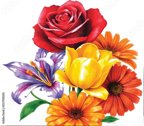 bouquet of colorful tulips