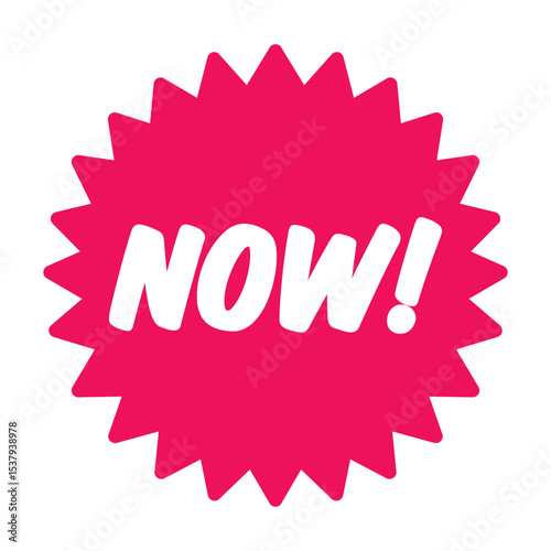 Urgent NOW Badge Vector, Pink Promo Label for Special Offers.