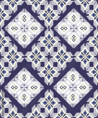 Geometric Ethnic pattern,Native American tribal fabric, tile, carpet, vector, illustration design, on navy blue background 
seamless geometric pattern