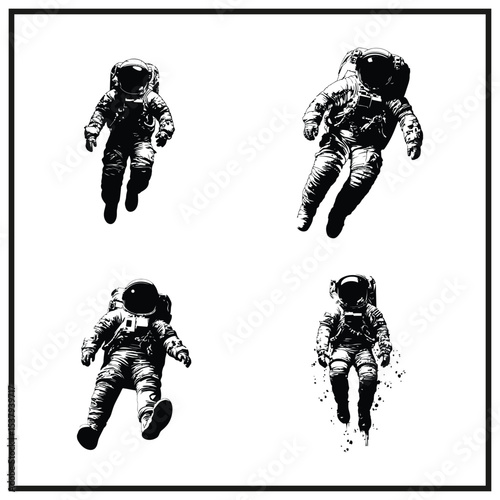 Astronaut Floating in Space Silhouette