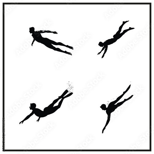 Swimmer Diving Clipart Silhouette