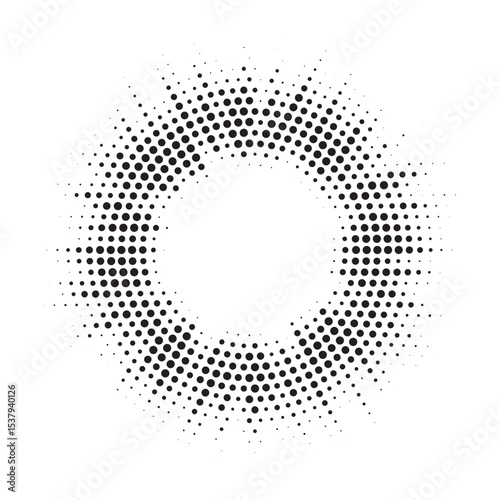 Burst Halftone light effect. Glowing light burst. abstract grunge halftone dots background. Vector illustration.