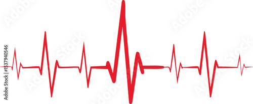 Vector Art of a Heartbeat Line Depicting Cardiac Activity with High-Contrast Burgundy and White – Modern, Contemplative Medical Illustration