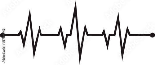 Heartbeat Tracing Vector with Organic Hand-Drawn Lines and Central Red Teardrop – Minimalist Life Symbol Design in High Contrast Black and White

