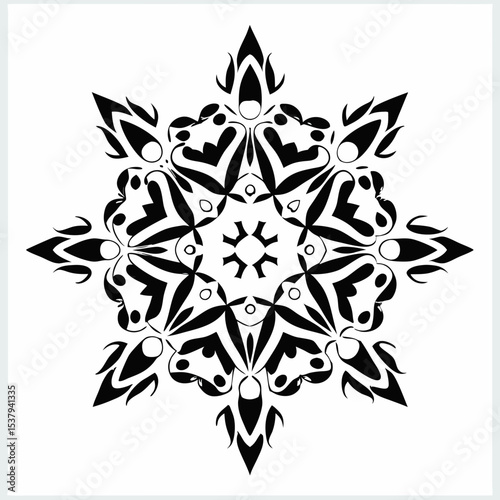 black and white floral ornament