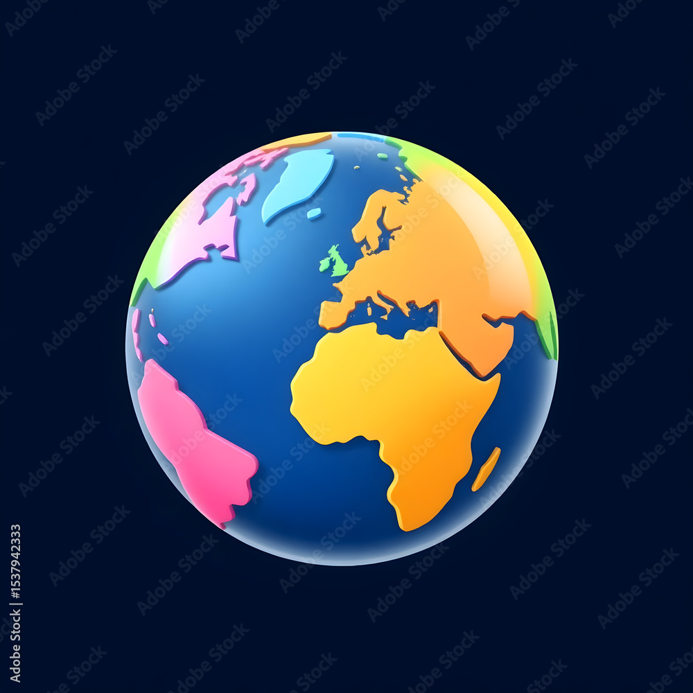Fototapeta premium Colorful glossy earth globe rotating in space