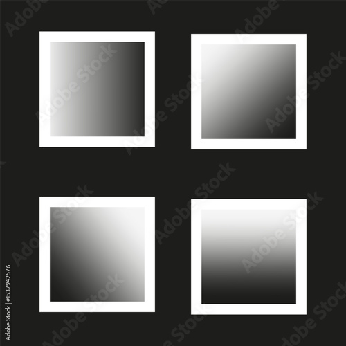 Gradient square icons. Minimal vector design. Dark to light transition. Abstract shape form.