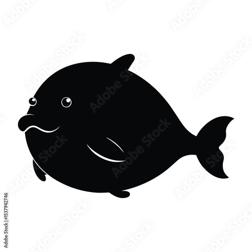Cute Blobfish Character Vector A Playful Illustration of the Distinctive Blobfish, Rendered in Smooth, Clean Lines and a Simplified Form for Various Digital Applications.eps