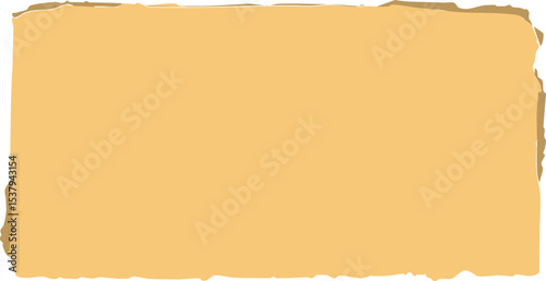Warm Ochre Colored Torn Paper Sheet with Dark Textured Edges – Blank Aged Papyrus Style Vector for Scrapbook, Fantasy, or Ancient Document Designs


