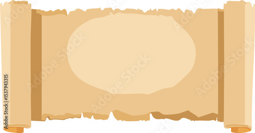 old paper scroll, Antique Rectangular Parchment Paper with Frayed Edges and Subtle Textures – Old Papyrus Design on Clean White Backdrop, Ideal for Historical and Vintage-Themed Projects

