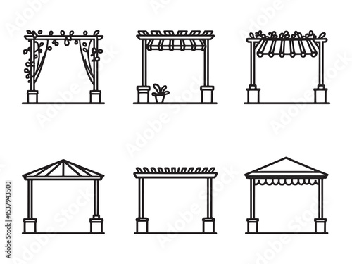 Hand Drawn Pergola Line Art