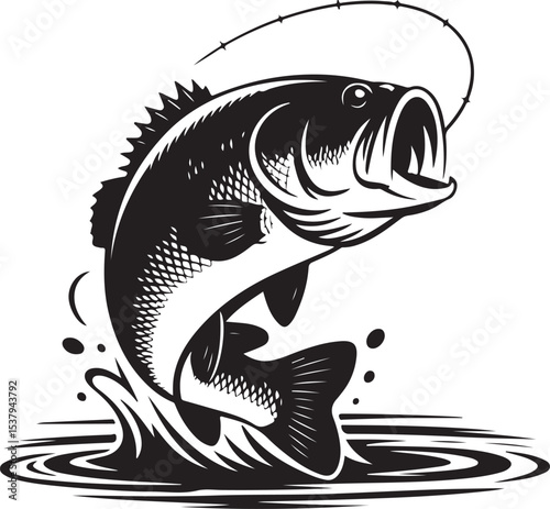 Leaping Large Mouth Bass Silhouette – Black Vector Fish Illustration on White Background

Leaping Large Mouth Bass Silhouette – Black Vector Fish Illustration on White Background