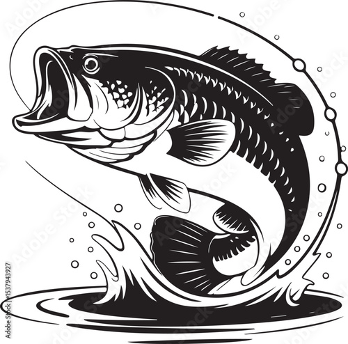 Leaping Large Mouth Bass Silhouette – Black Vector Fish Illustration on White Background

Leaping Large Mouth Bass Silhouette – Black Vector Fish Illustration on White Background