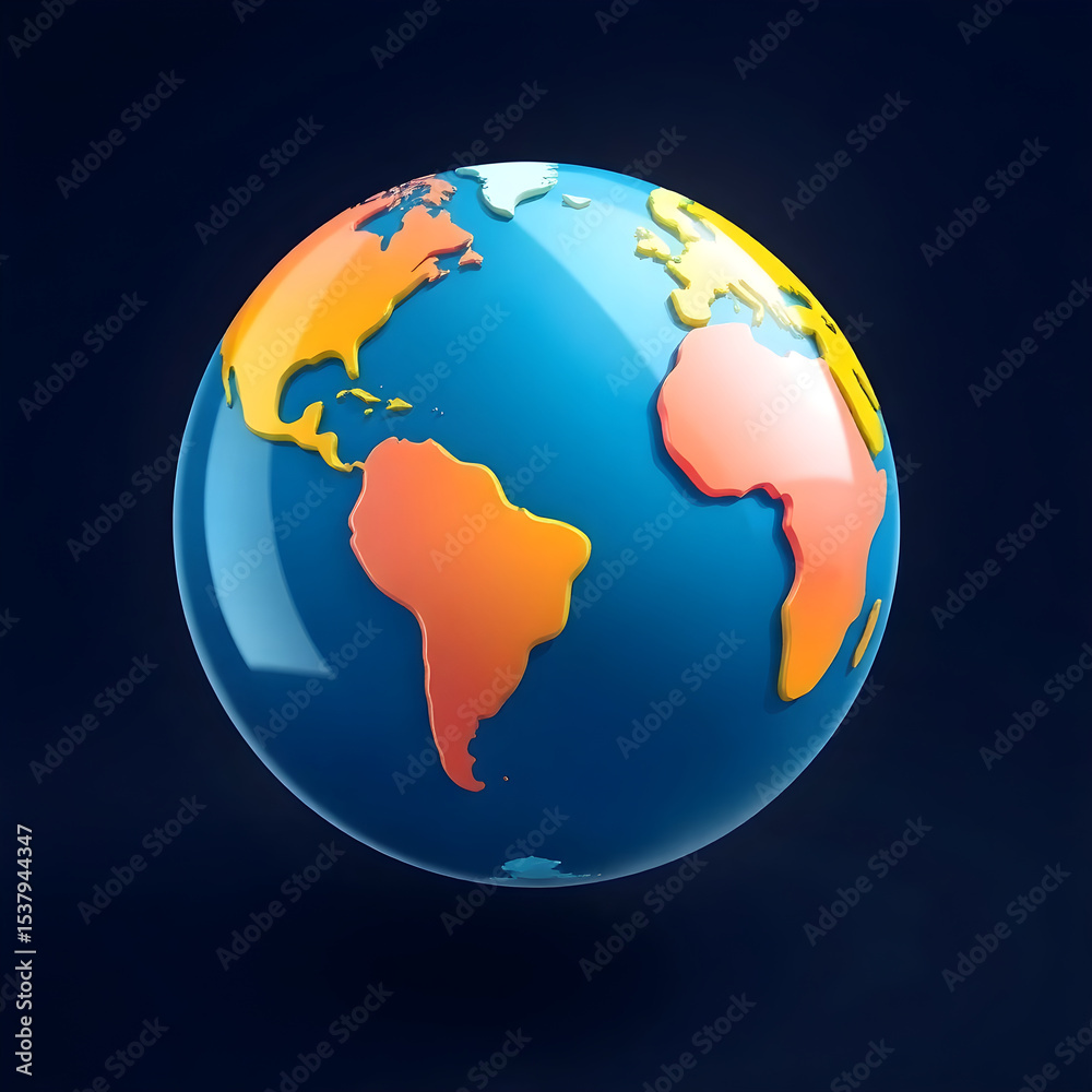 Fototapeta premium Colorful earth globe rotating in space depicting global geography