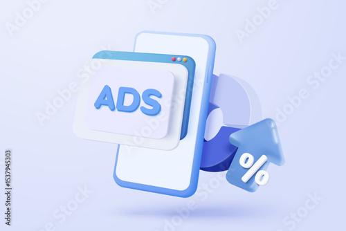 3D marketing icon signs and video management with notice important. advertisement loud for engagement on social media concepts. 3d multimedia file announce icon vector render illustration