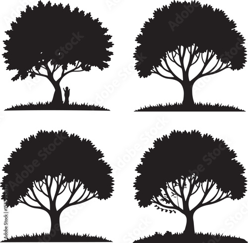 Tree Top View Silhouette Bundle – Black Vector Trees for Landscape and Architecture Design