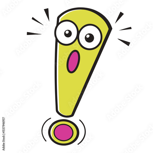 Pink brain cartoon character expresses confusion and contemplation with question marks and exclamation point on transparent background