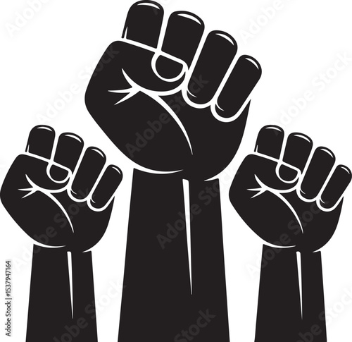 Raised fists resistance silhouette