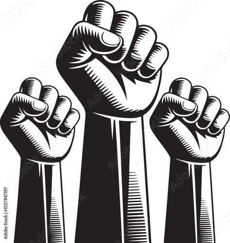 Raised fists resistance silhouette