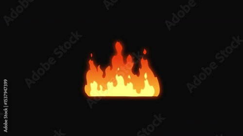 Fire Animation Effects. Fire Emoji Animated on a Transparent Background. 2d FX FIRE Elements on black background. Cartoon fire effects animation.