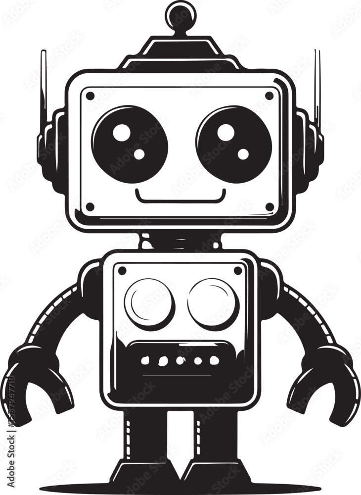 Fototapeta premium minimalist robot silhouettes in black on white background