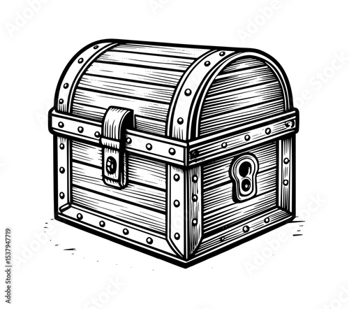 Vintage wooden chest vector illustration