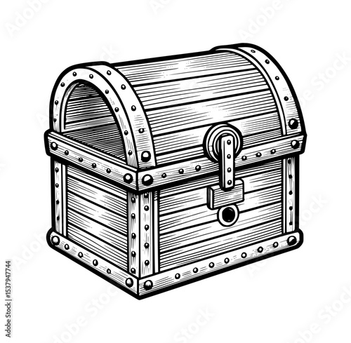 Vintage wooden chest vector illustration